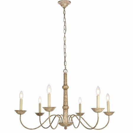 ELEGANT LIGHTING Elegant Lighting  21.6 x 35 in. Merritt Collection Weathered Dove Chandelier LD6007D35WD